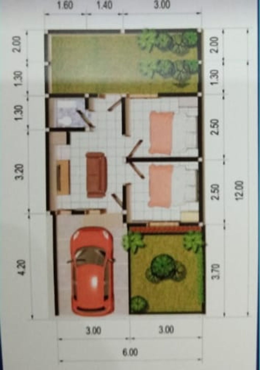 foto denah rumah tipe 33/72 perumahan Suryaland
