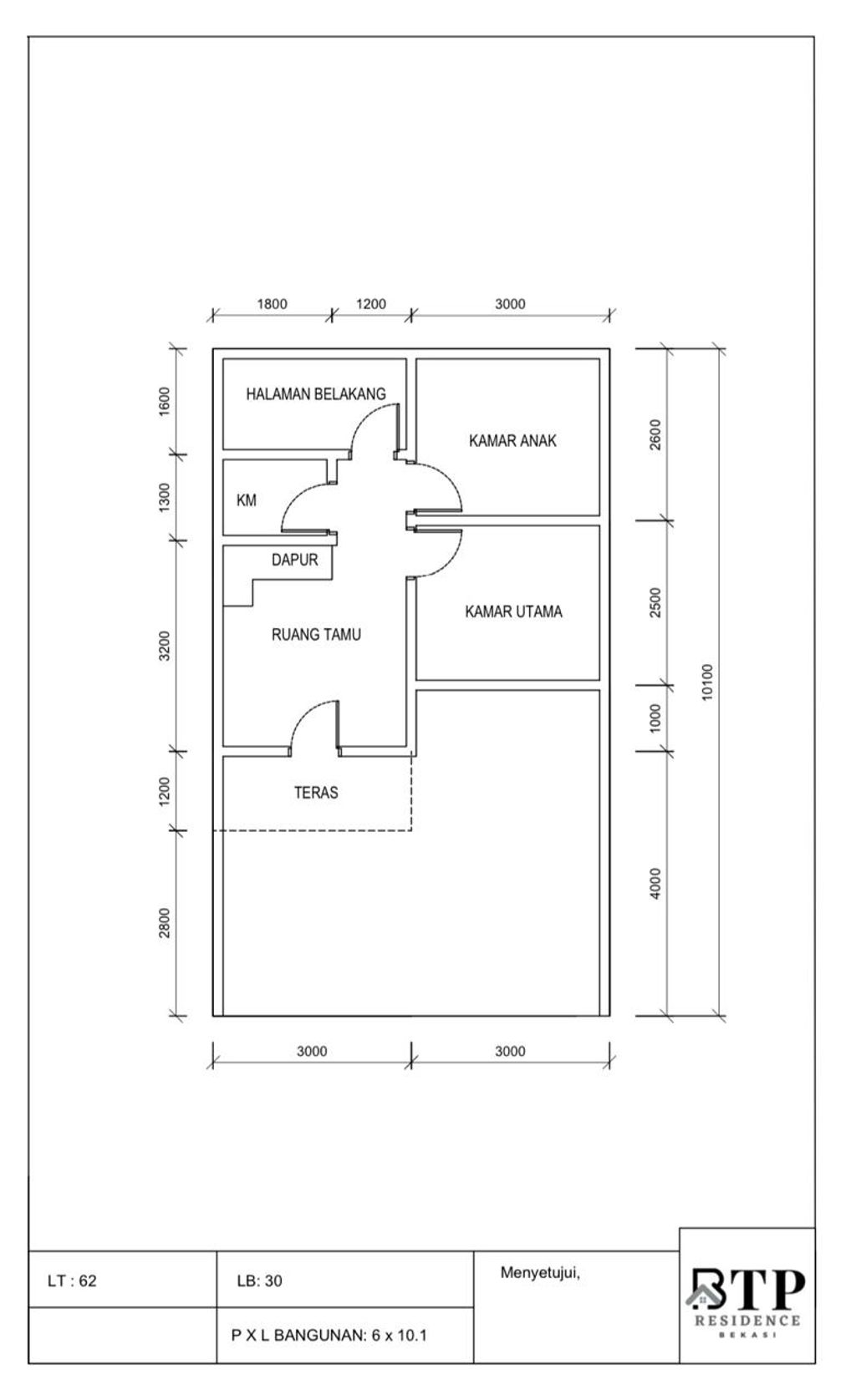foto denah rumah tipe 30/61 perumahan BTP RESIDENCE