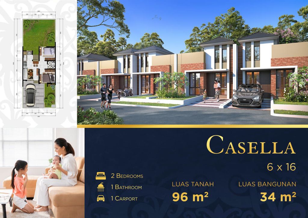 foto denah rumah tipe CASELLA perumahan CITRALAND SAMARINDA