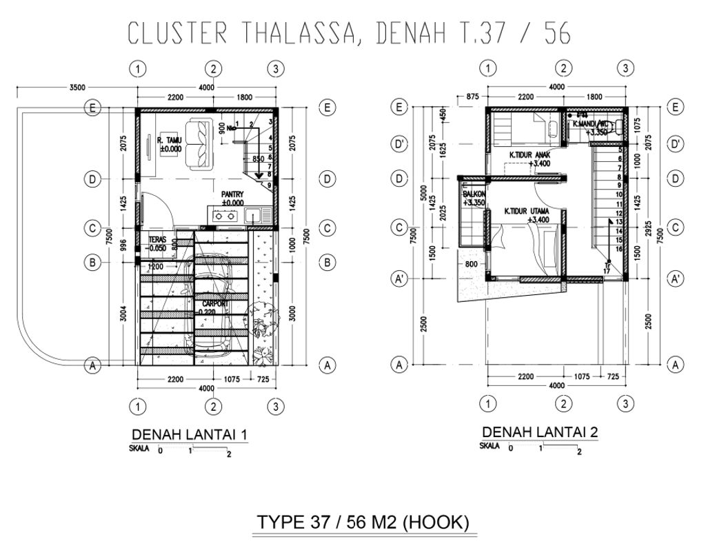 foto denah rumah tipe Thalassa 37/56 perumahan Perumahan Galuh Mas