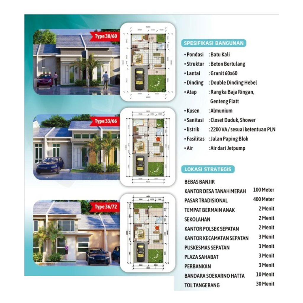 foto denah rumah tipe 36/72 (357) perumahan TANAMERA RESIDENCE