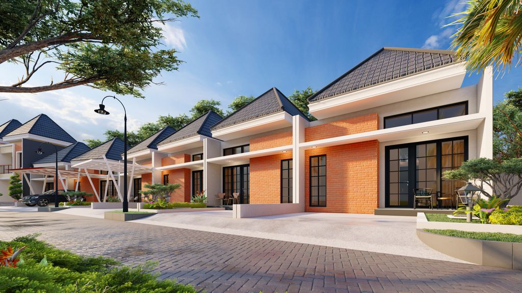 foto tampak rumah tipe Lily Tropis perumahan Green Oase Homy Residence Cluster Lily