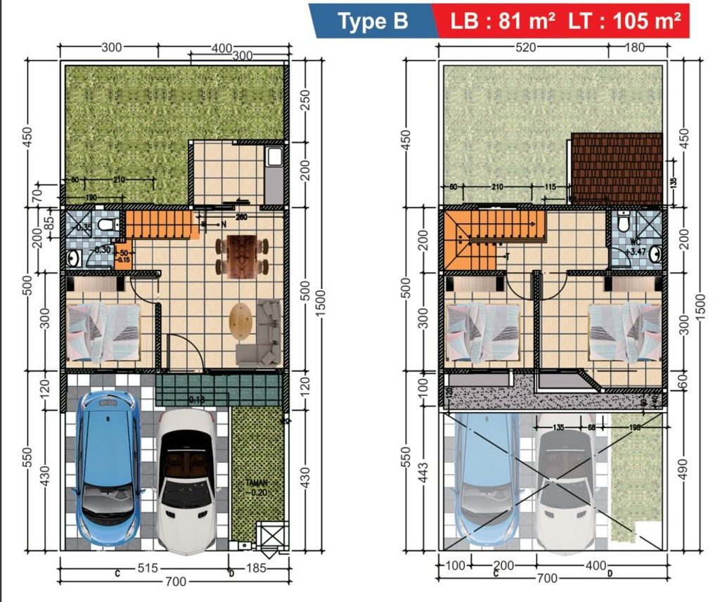 foto denah rumah tipe NEW MAPLE B (1410) perumahan TAMAN WISATA REGENCY