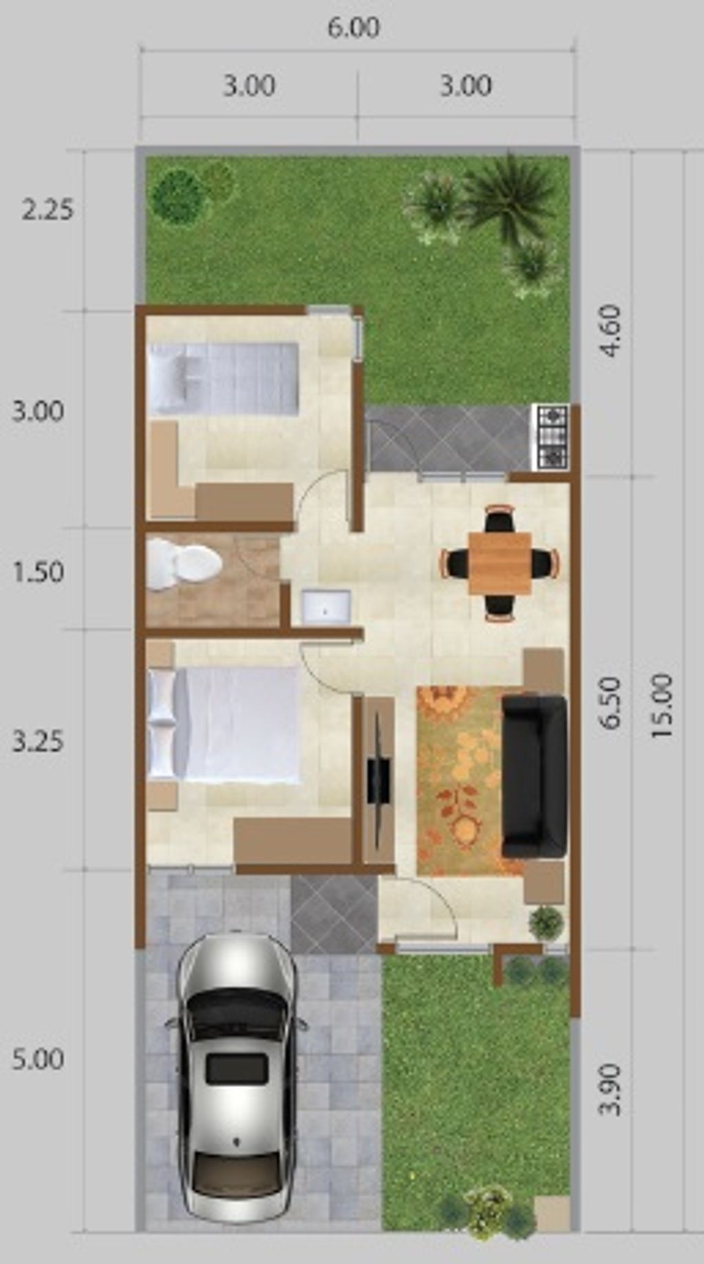foto denah rumah tipe Pearl perumahan CLUSTER PERMATA KELUARGA