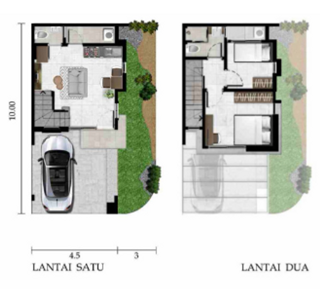 foto denah rumah tipe LILAC HOEK perumahan DISTRIK 17 & 19 ( CLUSTER DENVER)