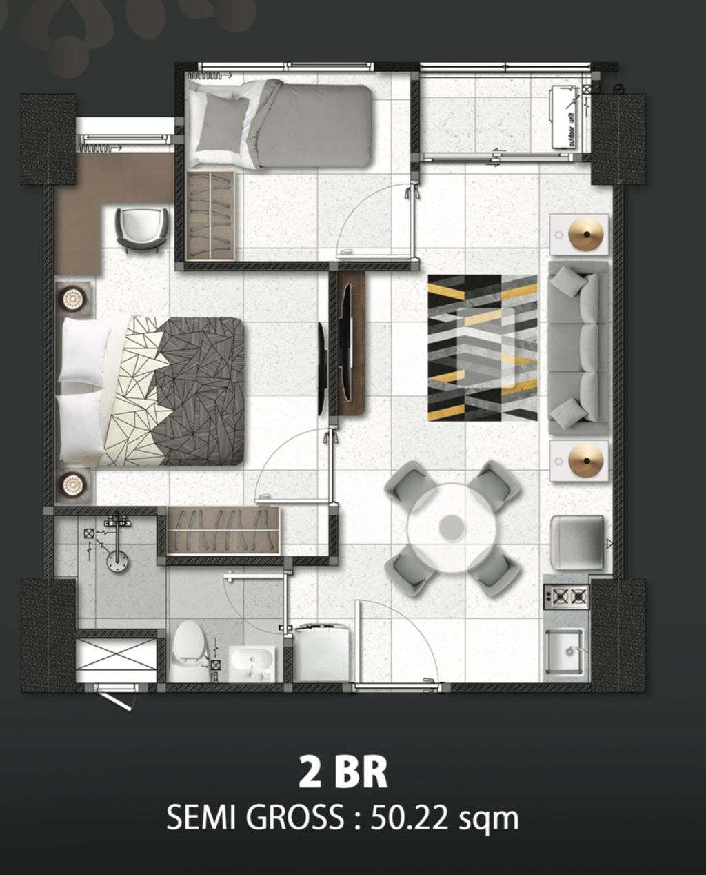 foto denah rumah tipe 2 BR perumahan TRANSPARK CIBUBUR TOWER C