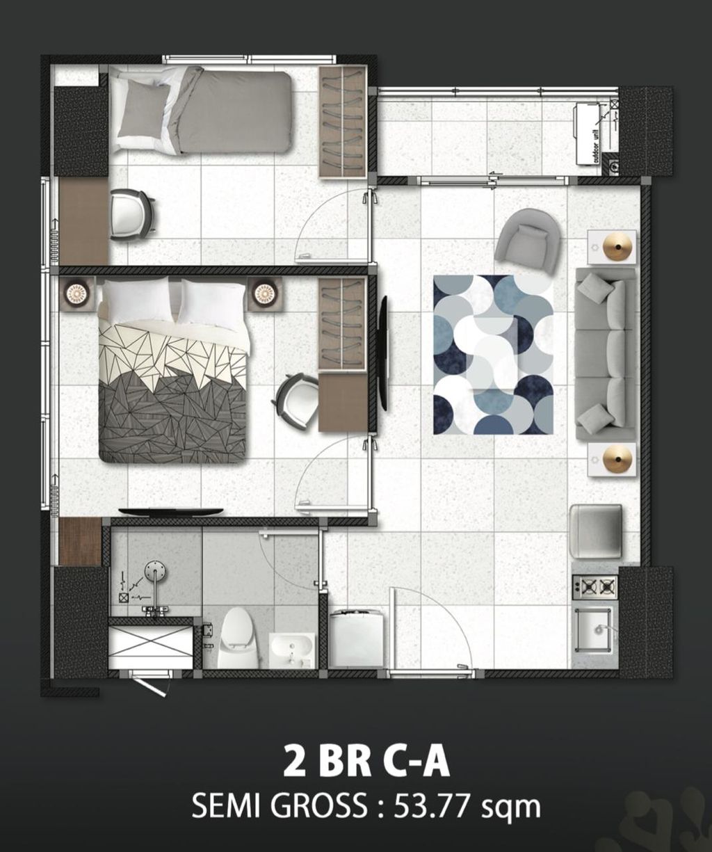 foto denah rumah tipe 2 BR C perumahan TRANSPARK CIBUBUR TOWER C