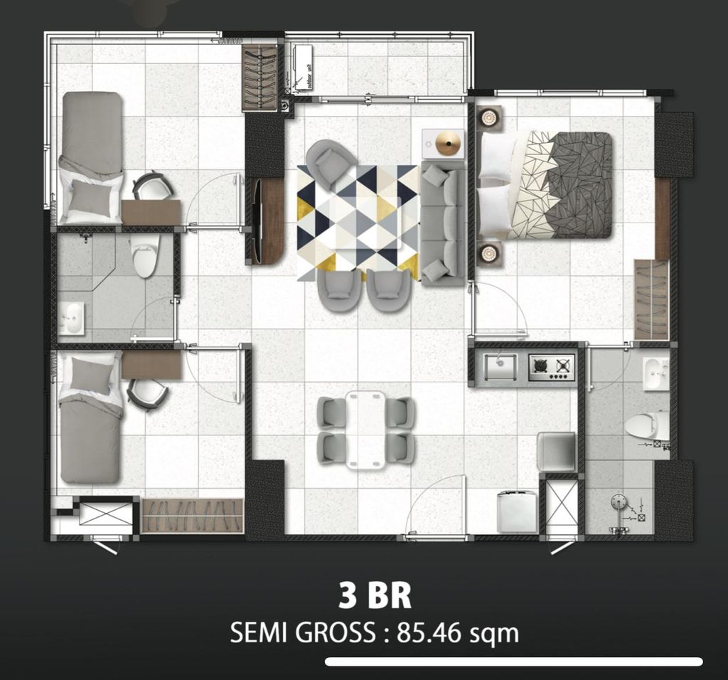 foto denah rumah tipe 3 BR perumahan TRANSPARK CIBUBUR TOWER C