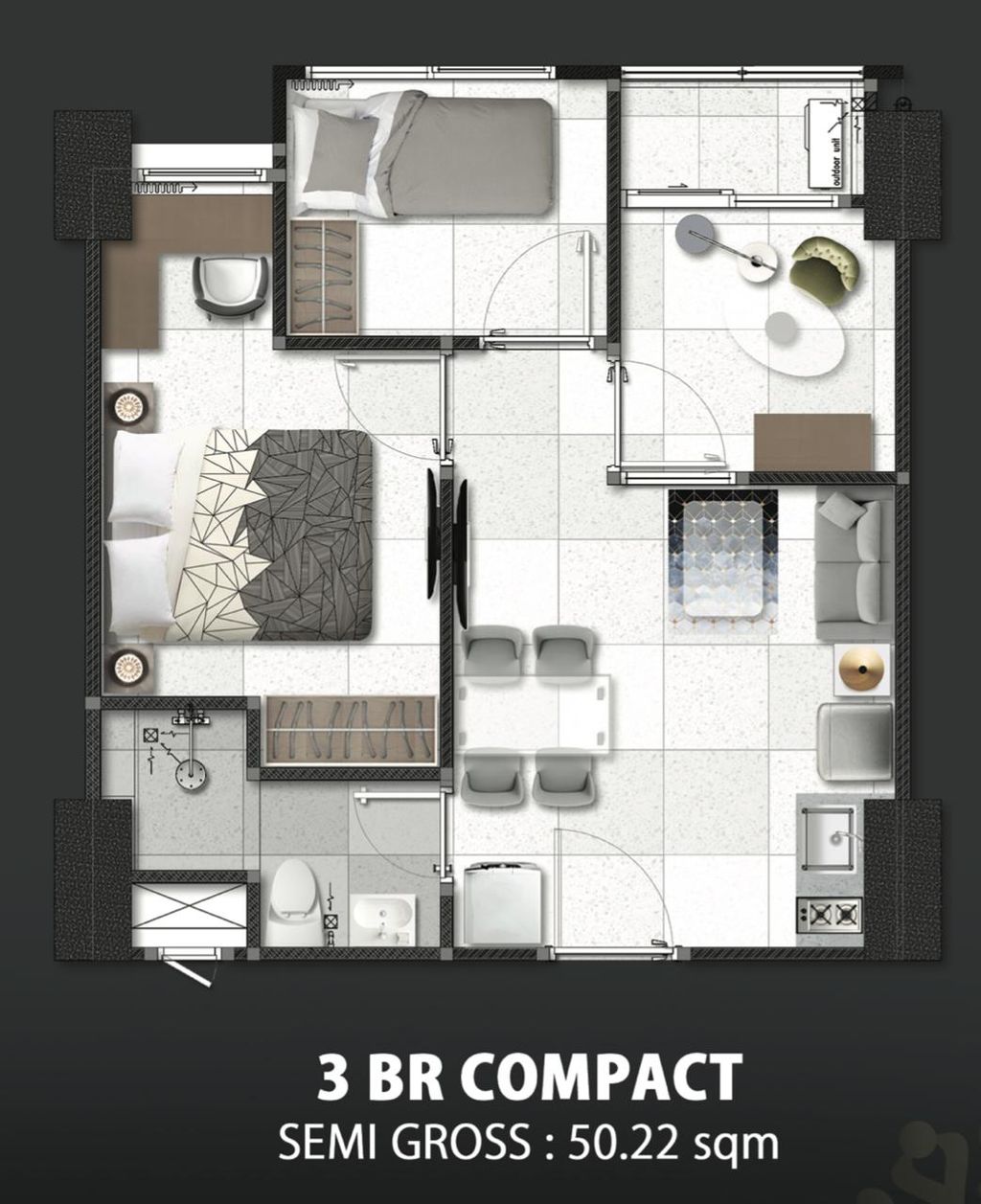 foto denah rumah tipe 3 BR C perumahan TRANSPARK CIBUBUR TOWER C