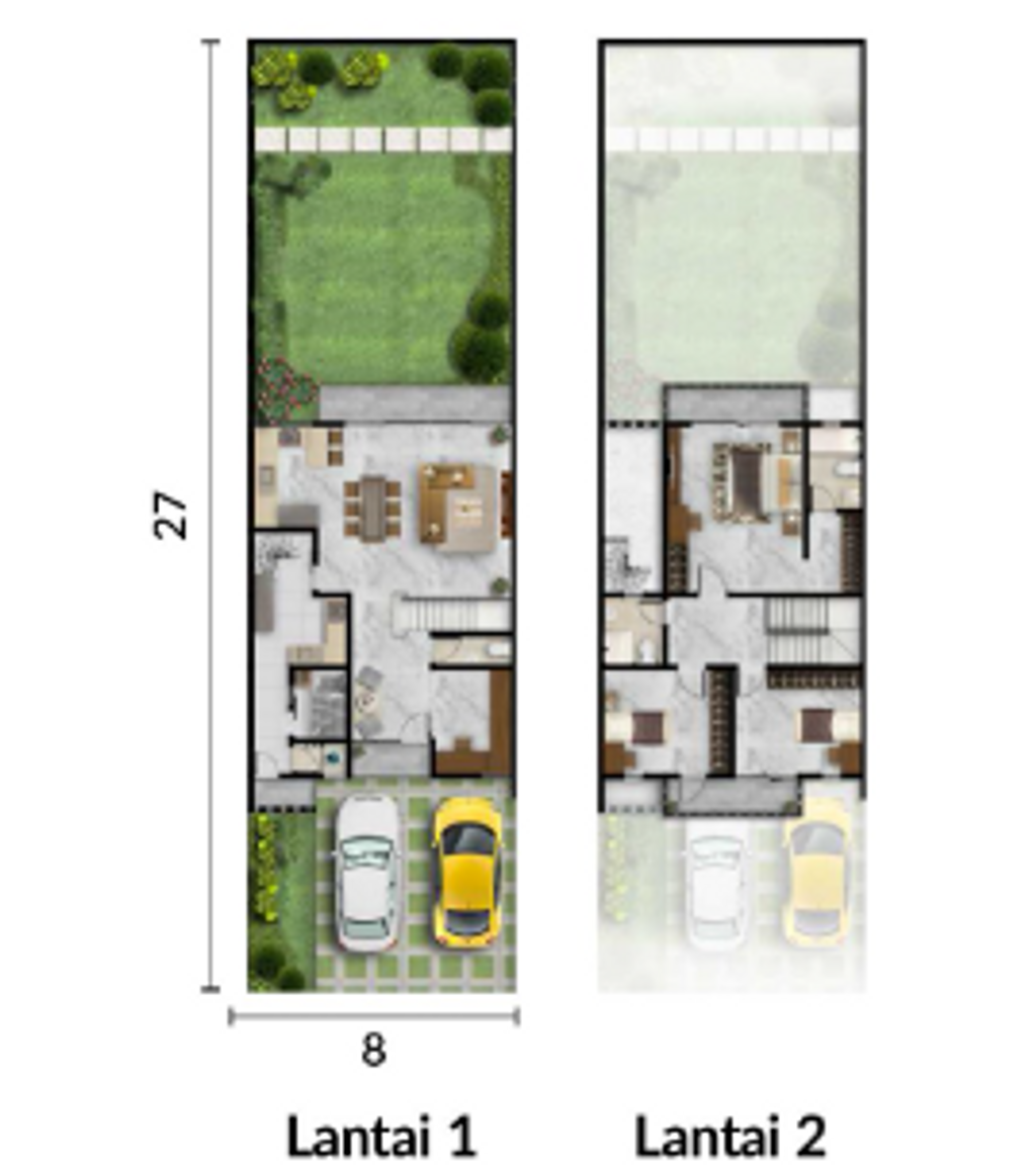 foto denah rumah tipe CLARINET perumahan DISTRIK 17 & 19 ( CLUSTER DENVER)
