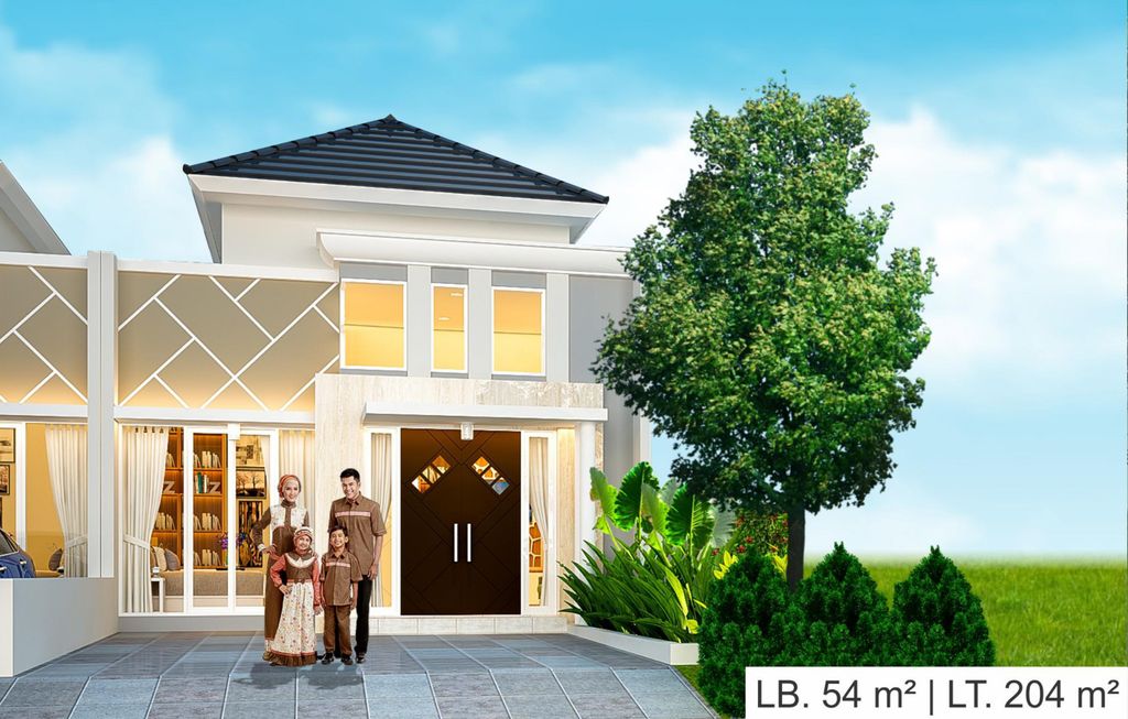 foto tampak rumah tipe NEW MAGNOLIA POJOK perumahan HEAVENLAND PARK