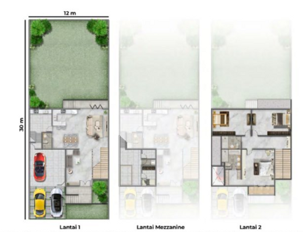 foto denah rumah tipe CELLO perumahan DISTRIK 17 & 19 ( CLUSTER DENVER)