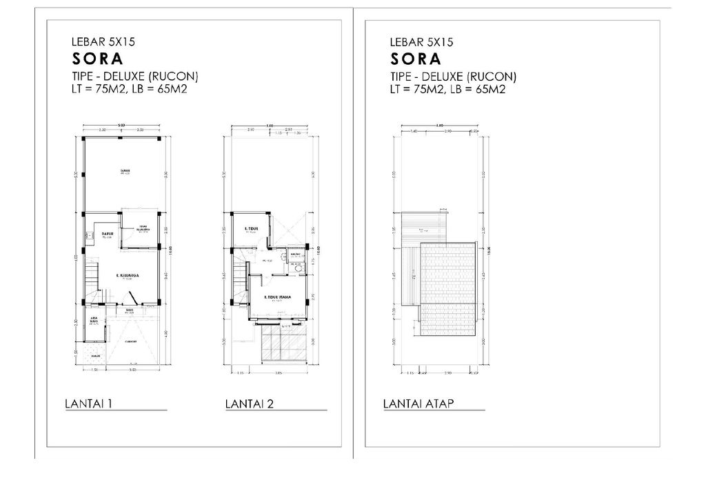 foto denah rumah tipe SORA DLX 75 perumahan AMESTA LIVING