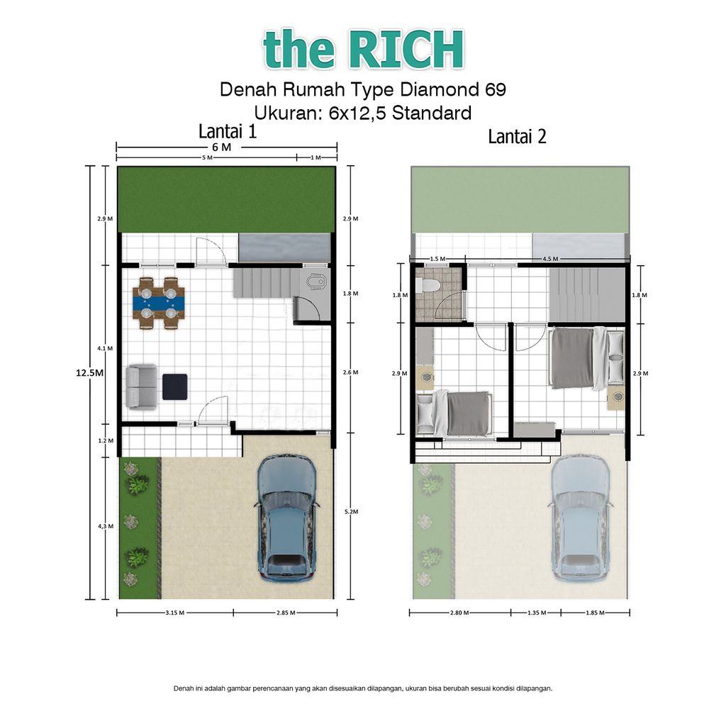 foto denah rumah tipe DIAMOND - 69 perumahan THE RICH