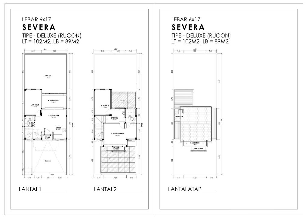 foto denah rumah tipe SEVERRA DLX 102 perumahan AMESTA LIVING