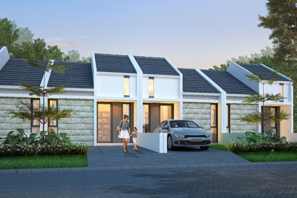 foto tampak rumah tipe GATLIN perumahan GOLDEN EAST KEBOMAS 3