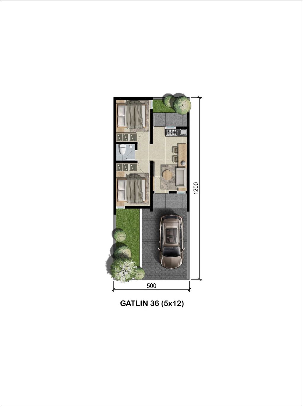 foto denah rumah tipe GATLIN perumahan GOLDEN EAST KEBOMAS 3