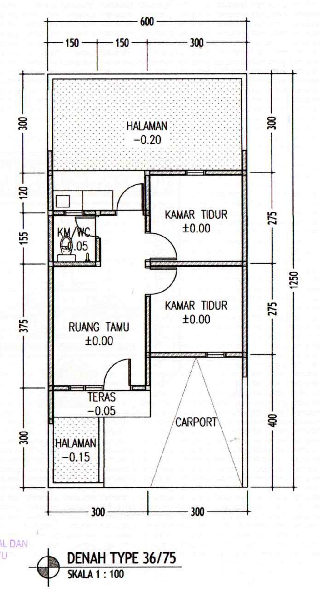 foto denah rumah tipe 36/75 perumahan PESONA MERBABU 6