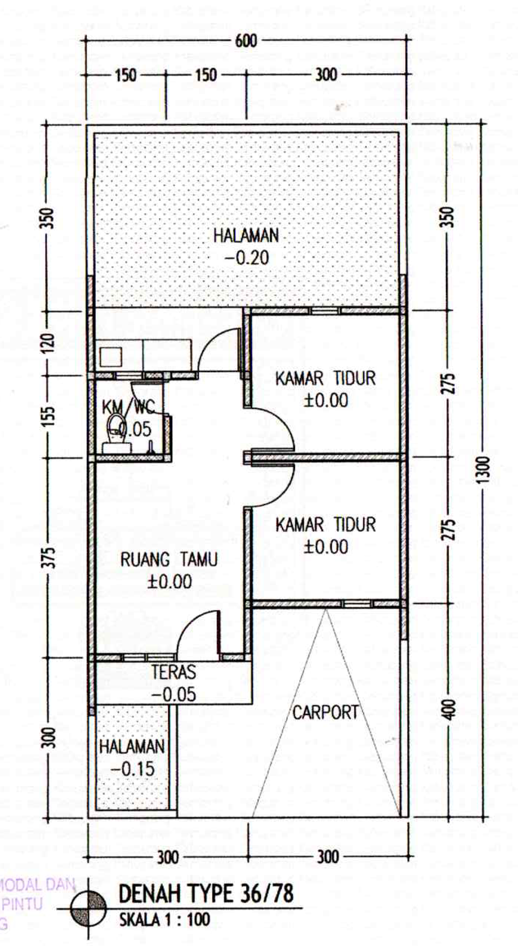 foto denah rumah tipe 36/78 perumahan PESONA MERBABU 6