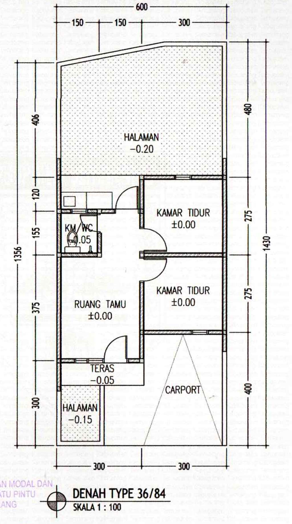 foto denah rumah tipe 36/84 perumahan PESONA MERBABU 6