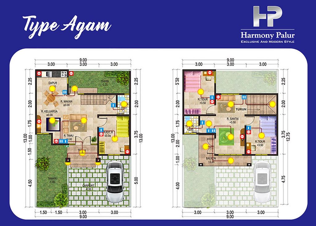 foto denah rumah tipe 100/117 perumahan Harmony Palur