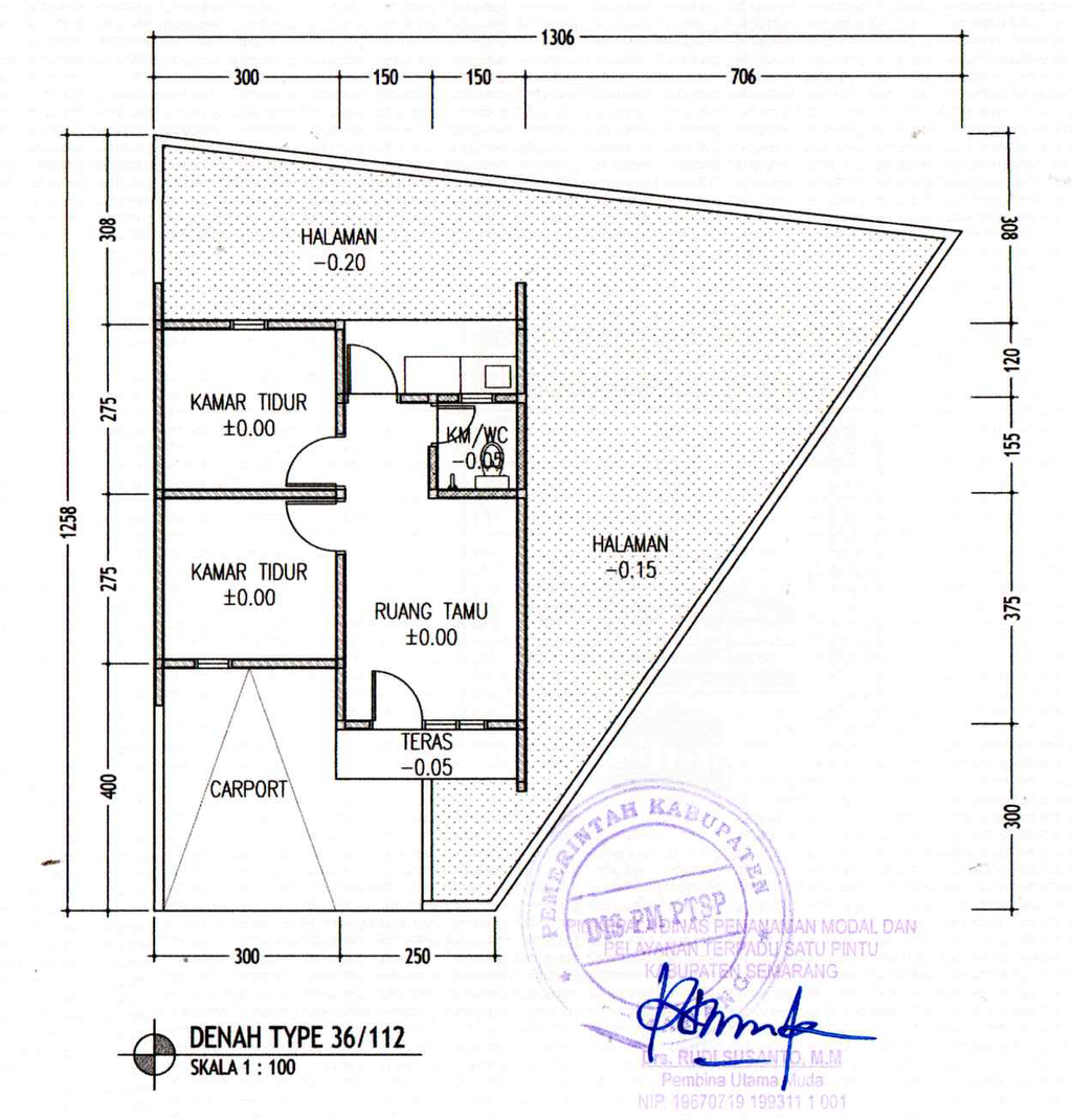 foto denah rumah tipe 36/112 perumahan PESONA MERBABU 6