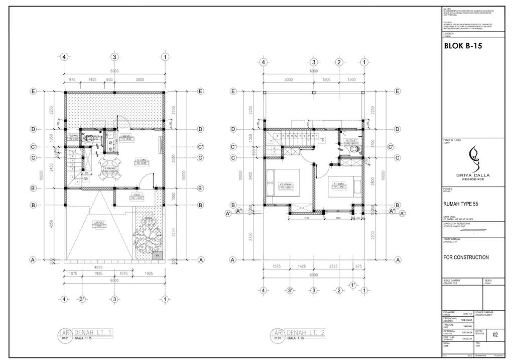 foto denah rumah tipe AMARILLA perumahan GRIYA CALLA RESIDENCE