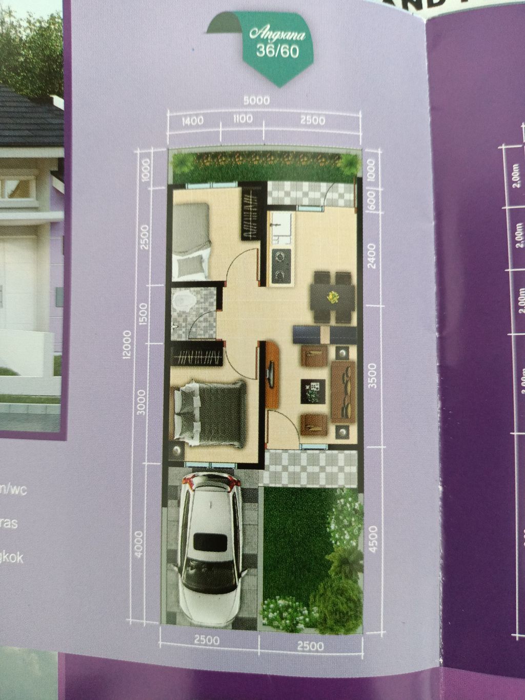 foto denah rumah tipe ANGSANA L.02-05 HOOK perumahan GRAND PESONA