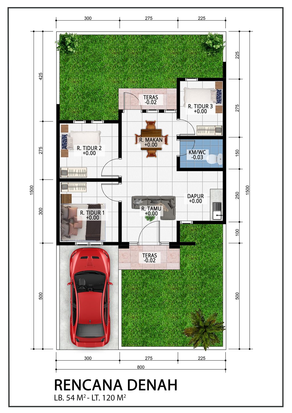 foto denah rumah tipe NEW DAHLIA perumahan Mandiri Residence