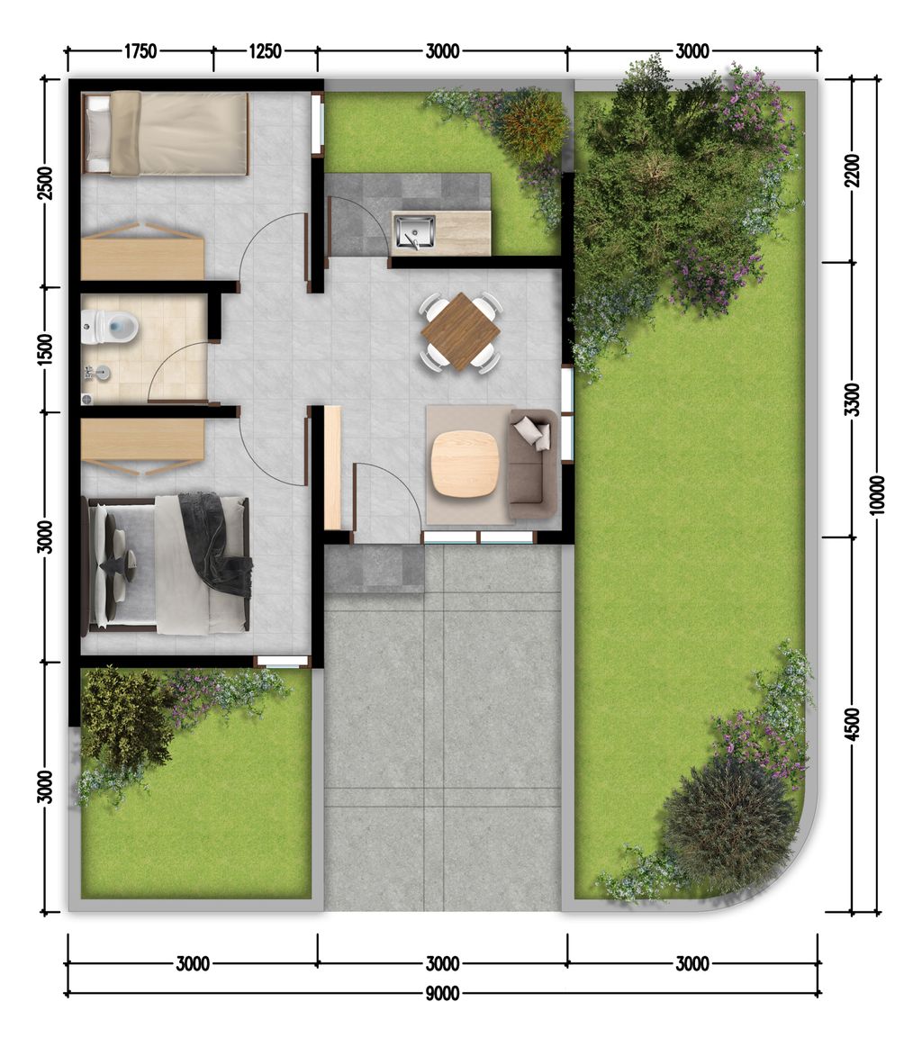 foto denah rumah tipe CLUSTER AZALEA HOOK HARGA 273.200.000 perumahan GRAN HARMONI CIBITUNG TAHAP 2
