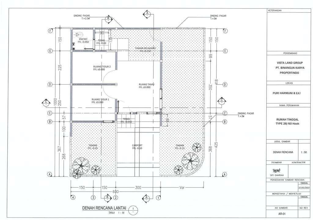 foto denah rumah tipe KOM 28/89 DPP 363.400.000 perumahan Perumahan Puri Harmoni 8 Extension