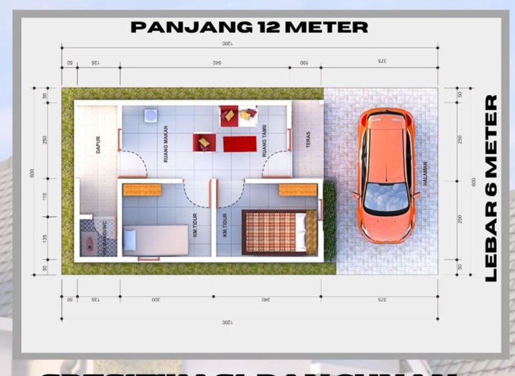 foto denah rumah tipe VIOLA perumahan Mahantas Modern Land