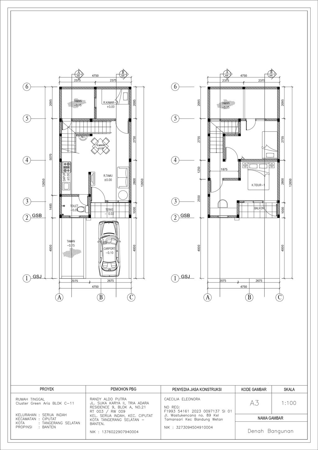 foto denah rumah tipe C-11 60/60 perumahan PERUMAHAN GREEN HILLS CLUSTER GREEN ARIA