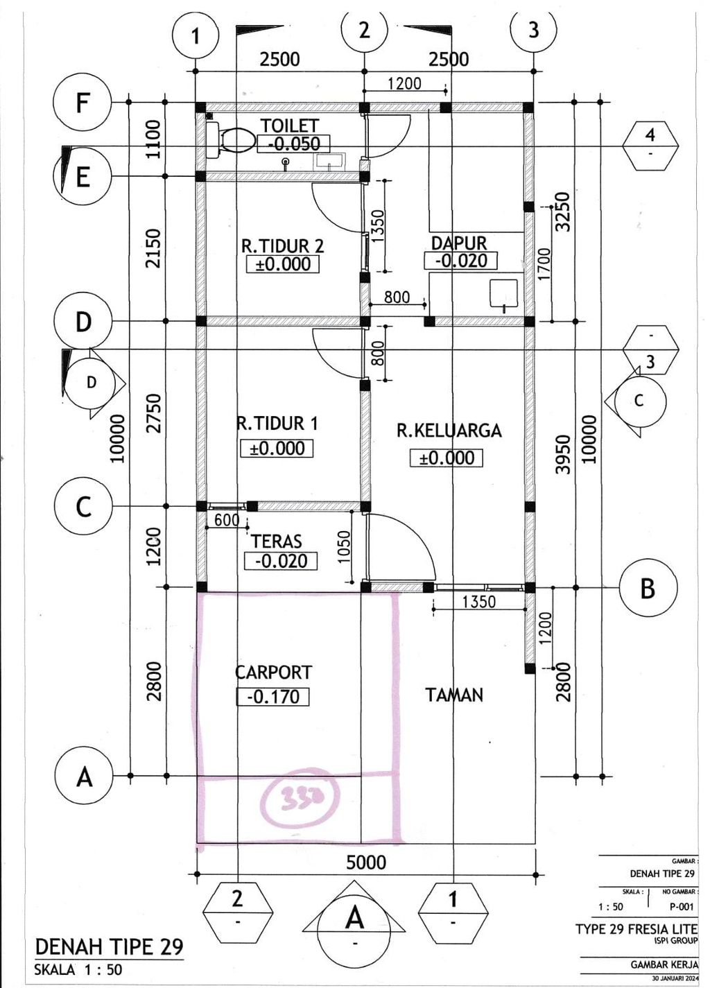 foto denah rumah tipe FRESIA LITE 532 perumahan Mutiara Gading City Cluster New Liverpool Tahap 1