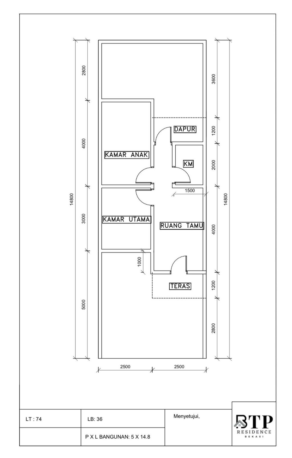 foto denah rumah tipe 36/79 perumahan BTP RESIDENCE