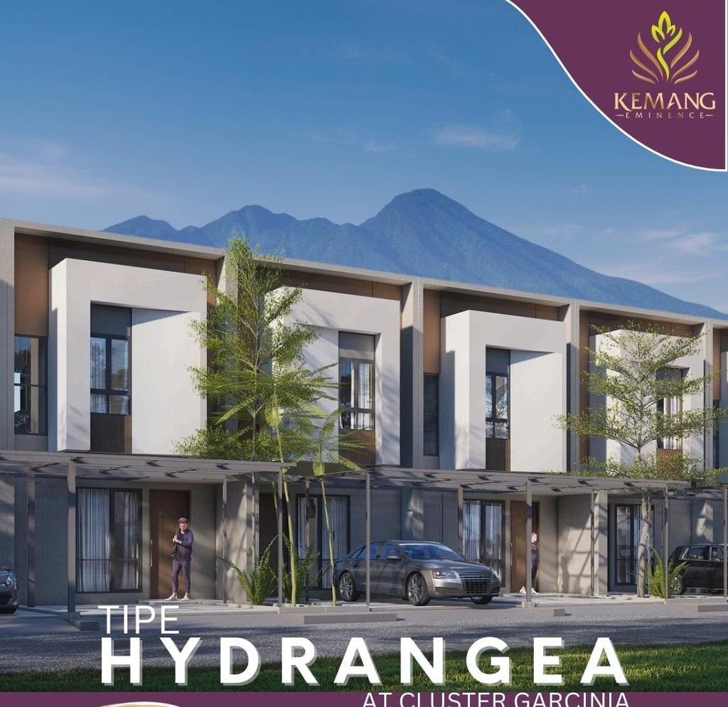 foto tampak rumah tipe Hydrangea perumahan Kemang Eminence Cluster Garcinia