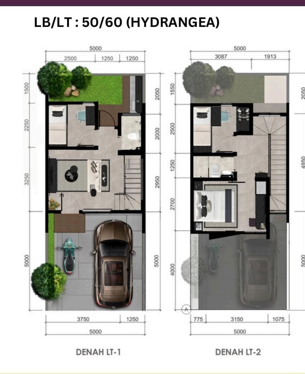 foto denah rumah tipe Hydrangea perumahan Kemang Eminence Cluster Garcinia