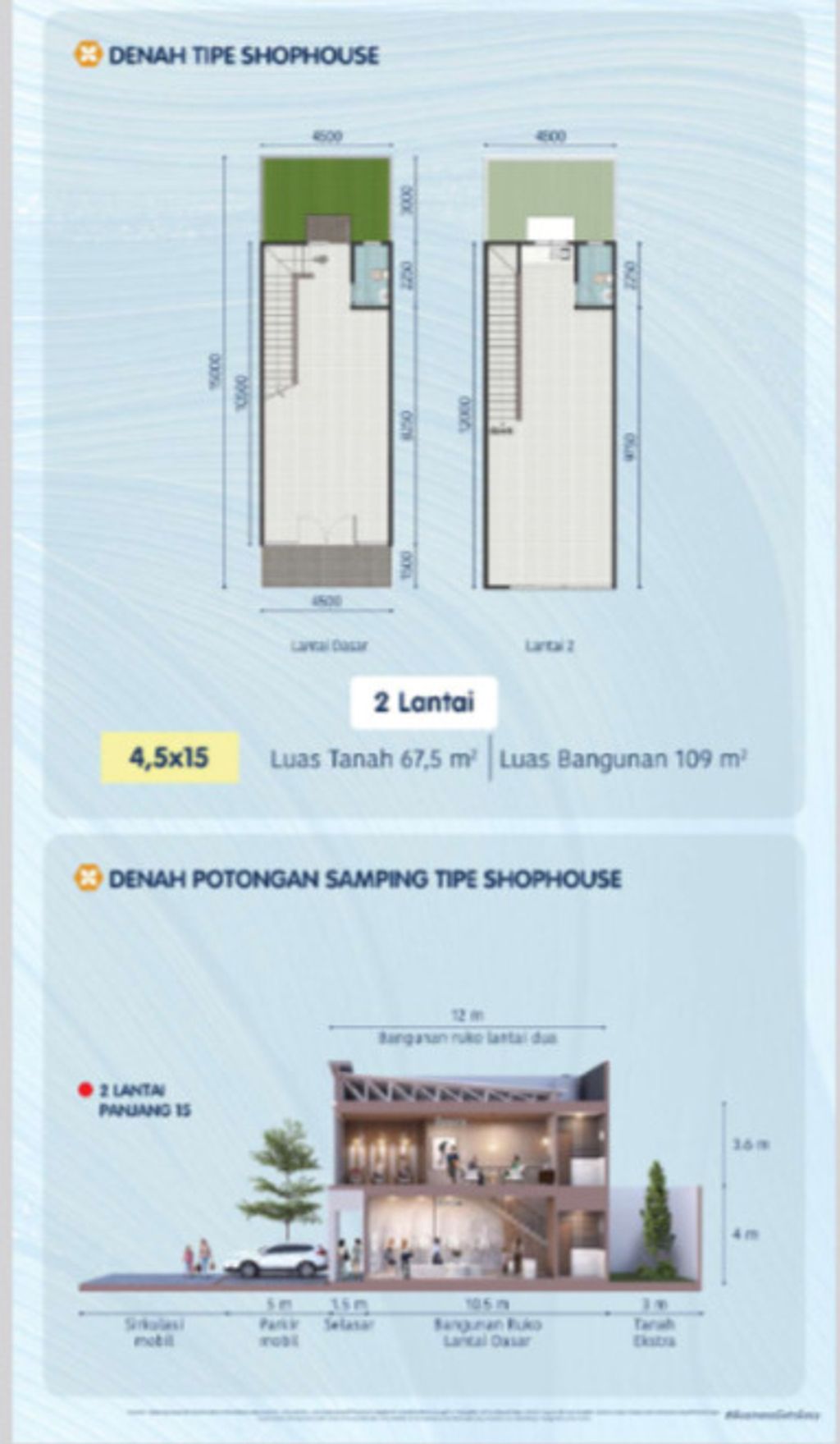 foto denah rumah tipe HAMPTON 2/B/15 perumahan Ruko Hampton Avenue