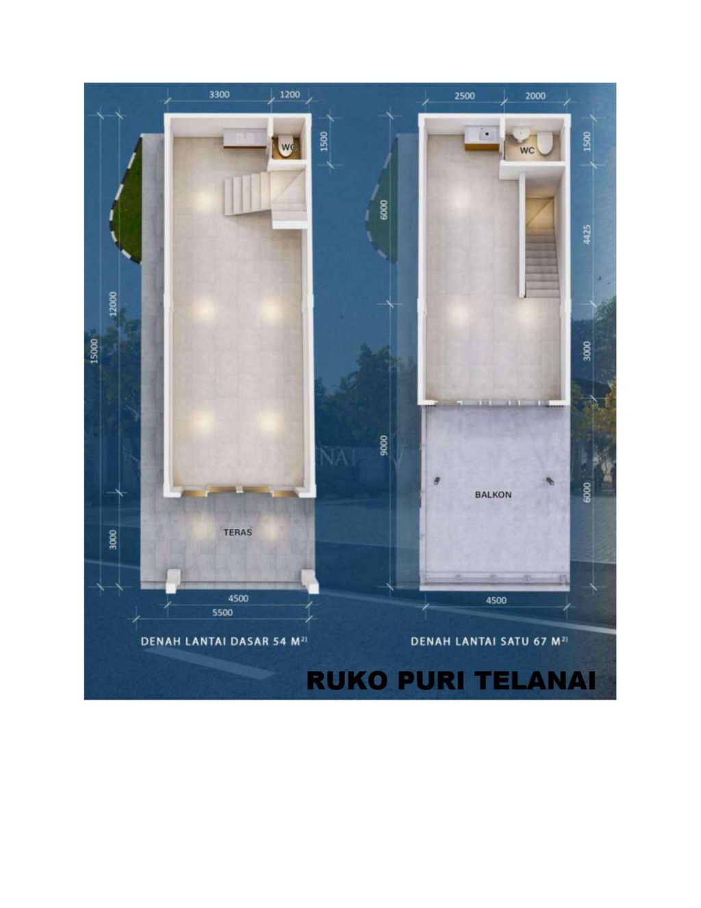 foto denah rumah tipe Rumah Toko 68/128 perumahan PURI TELANAI