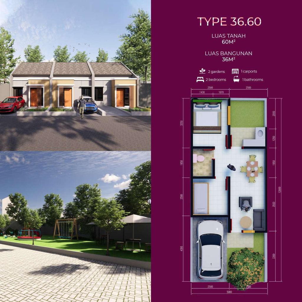 foto denah rumah tipe 36/60 perumahan MAGENTA REGENCY