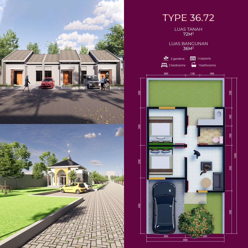 foto denah rumah tipe 36/72 perumahan MAGENTA REGENCY
