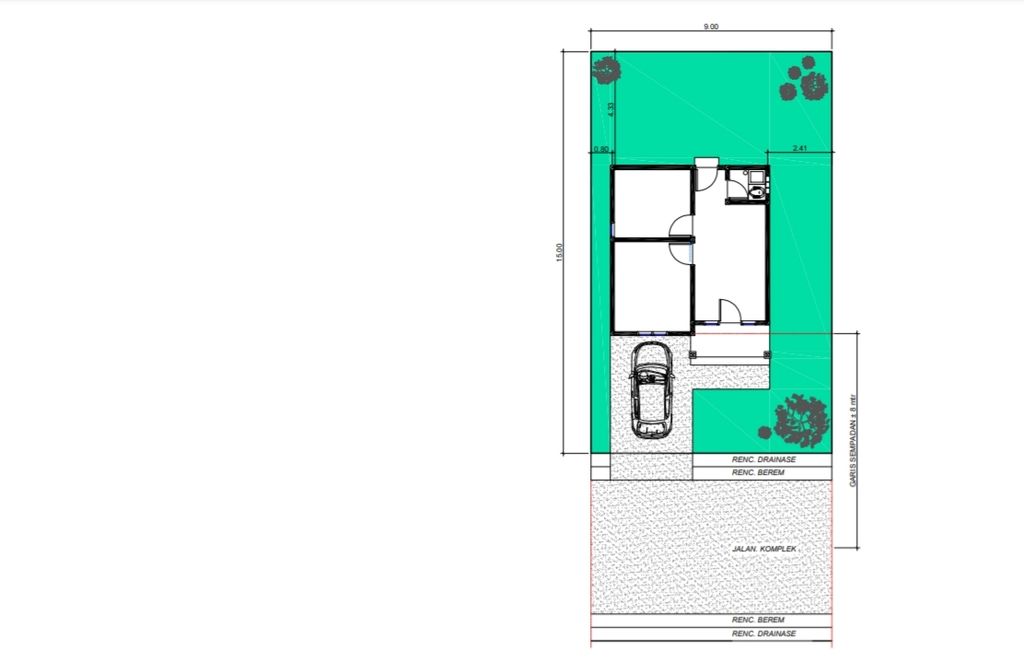foto denah rumah tipe 36/135 perumahan SENGKUANG GOLDEN CITY 2