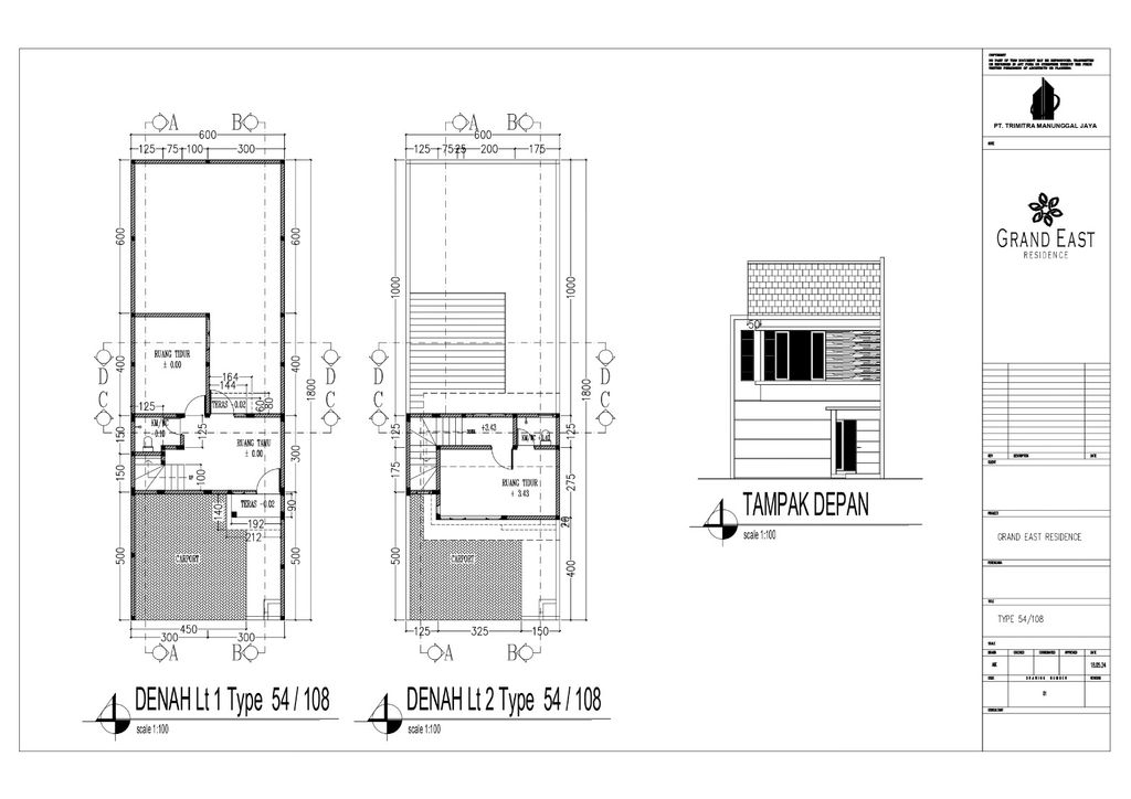 foto denah rumah tipe WILLOW ( 54/108) perumahan GRAND EAST RESIDENCE