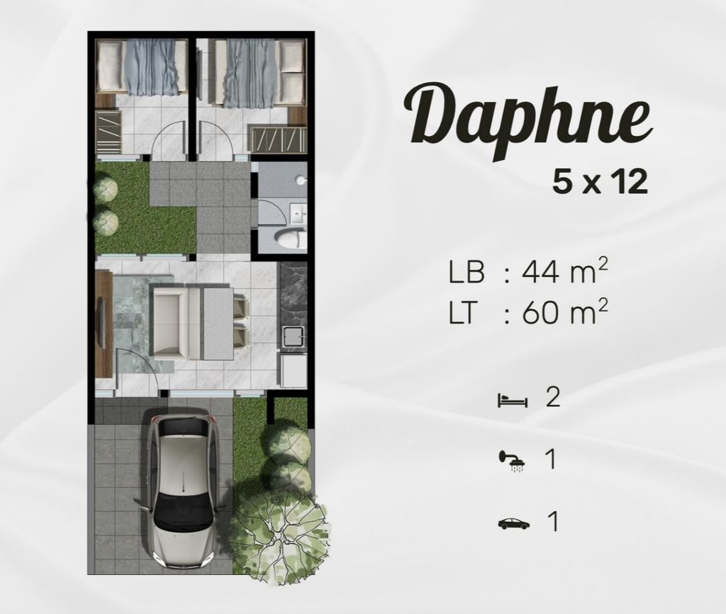 foto denah rumah tipe DAPHNE perumahan NORTHWEST HILL CITRALAND
