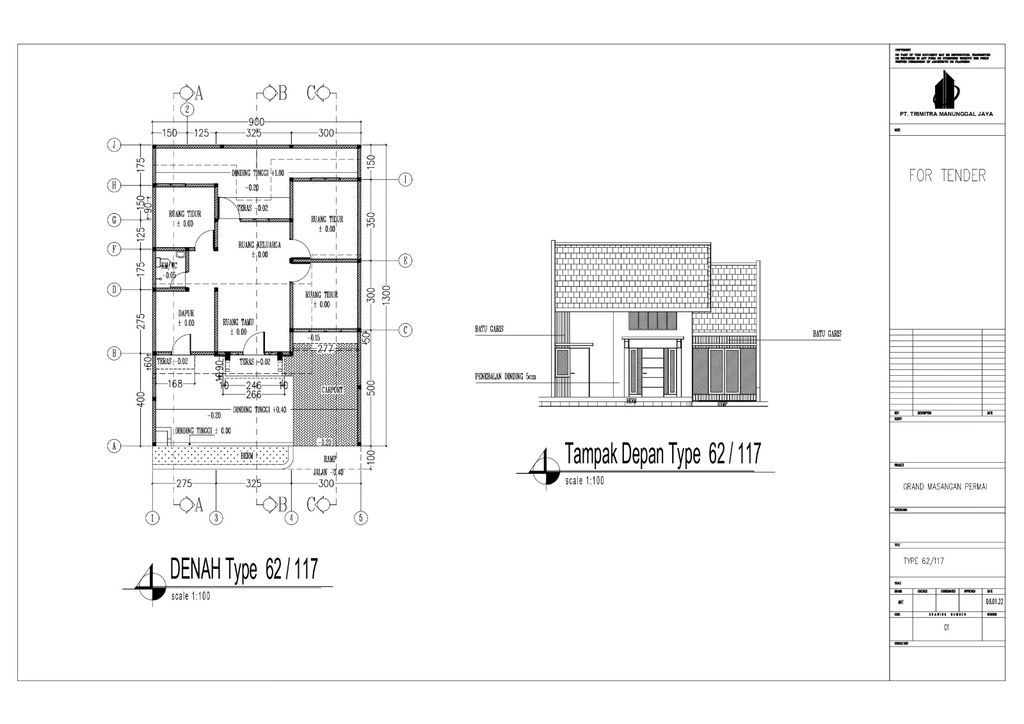 foto denah rumah tipe AZALEA ( 62/117) perumahan Grand Masangan Permai (GMP)