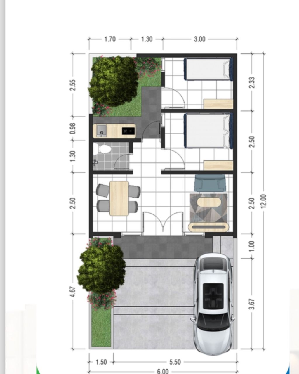 foto denah rumah tipe Primetown 40/84 perumahan Primavera Residence