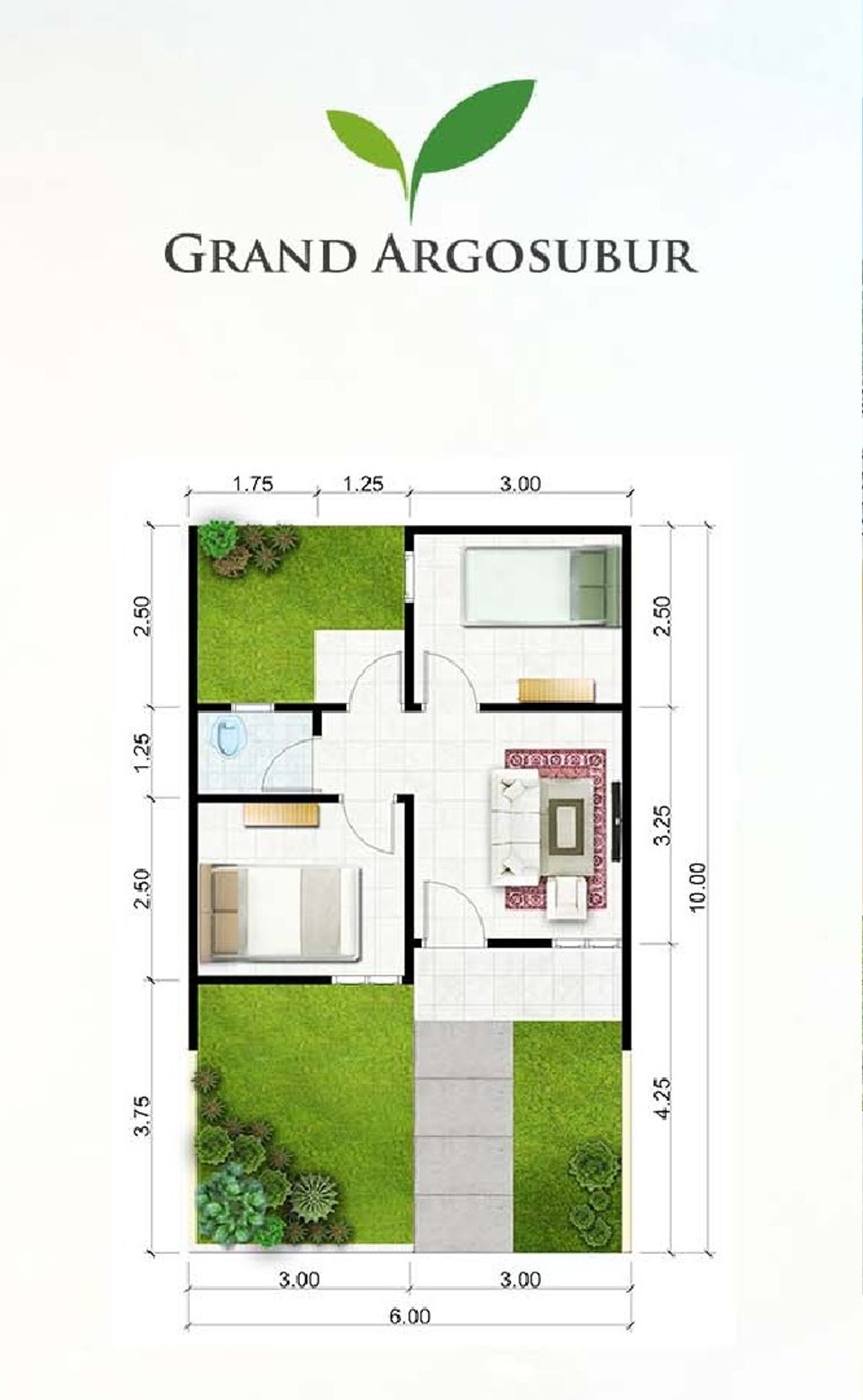 foto denah rumah tipe 30/72 perumahan PERUMAHAN GRAND ARGO SUBUR