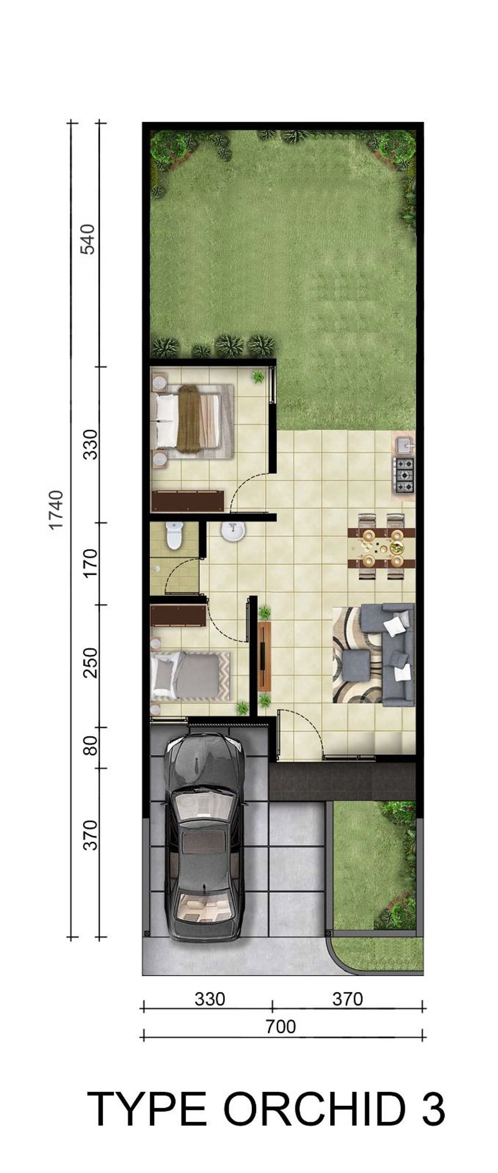foto denah rumah tipe ORCHID 3 ( blok BC ) perumahan MAGNOLIA RESIDENCE 2