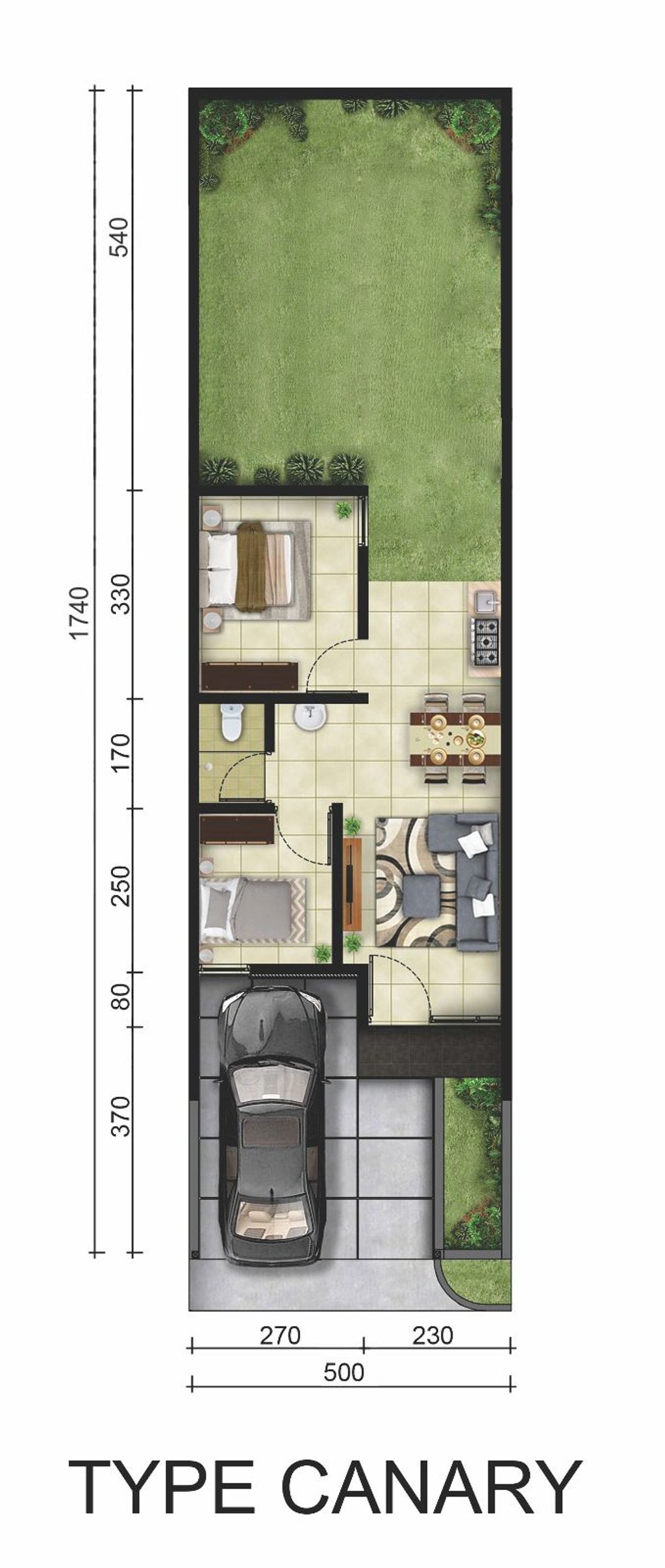 foto denah rumah tipe CANARY BC perumahan MAGNOLIA RESIDENCE 2