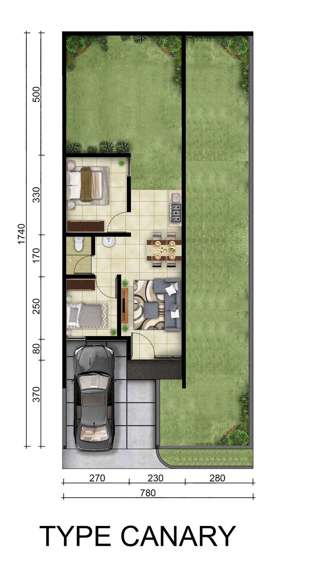 foto denah rumah tipe CANARY hook BC perumahan MAGNOLIA RESIDENCE 2
